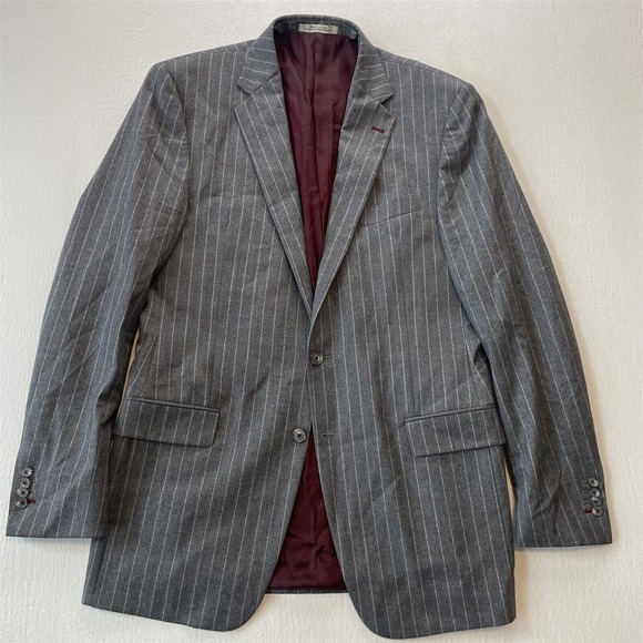 Joseph Abboud 42L X-Long Gray Chalk Stripe Flannel Slim Blazer Jacket Sport Coat